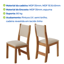 Ver imagem 3 de Conjunto Kit 2 Cadeiras Sala de Jantar Almofadada Confortável Cozinha Linho