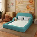 Ver imagem 2 de Cama Colchão Casal Montessoriana Infantil Proteção Lateral Cor:azul