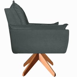Kit 02 Poltrona Opala Giratória Base Madeira Suede - Navega Móveis Kasa Sofá Opala Base Giratória Ma - 5