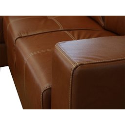 Sofá de Couro Canto Marrocos 2 Lugares com Chaise Direita - Conhaque com Brilho - 4
