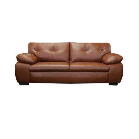 Sofá de Couro Marselha 3 Lugares - Conhaque com Brilho
