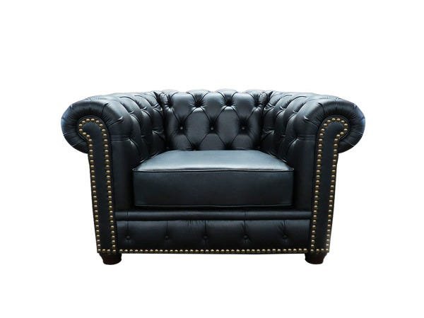 Poltrona Chesterfield de Couro - Preto