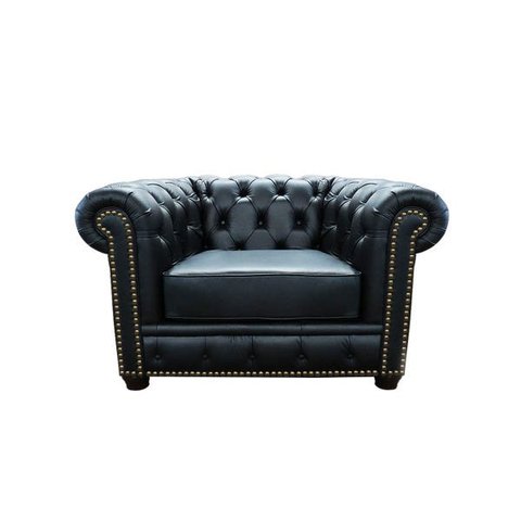 Poltrona Chesterfield de Couro - Preto