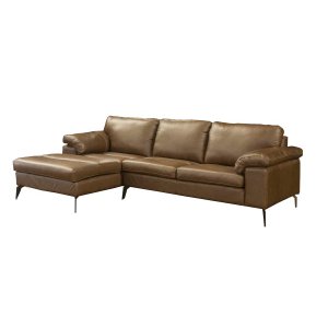 Sofá de Couro Asti 3 Lugares com Chaise Esquerda - Marrom Bicolor