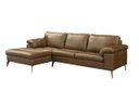Ver imagem 1 de Sofá de Couro Asti 3 Lugares com Chaise Esquerda - Marrom Bicolor