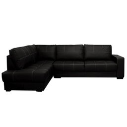Sofá de Couro Canto Marrocos 3 Lugares - Chaise Esquerda - Preto - 1