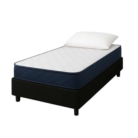Base Cama Box Solteiro Preto com Colchão D28