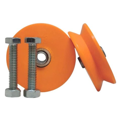 Jogo 6 Roldanas Laranjas 20mm para Trilho em V Portões Portas Deslizantes de Correr 2,5" de Toni