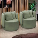 Ver imagem 1 de Kit 2 Poltrona Orgânica Maya Boucle Verde Redonda Decorativa - Arkell