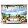 Papel De Parede Paisagem Digital Varanda Praia Dah17 - 1