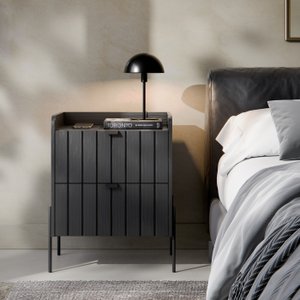 Mesa Lateral para Cama Moriah 45cm Retro 100% Mdf Grafite Preto