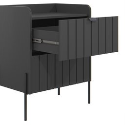 Mesa Lateral para Cama Moriah 45cm Retro 100% Mdf Grafite Preto - 6