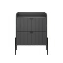 Ver imagem 4 de Mesa de Cabeceira Moriah 45cm em MDF Frente Ripada Estilo Industrial com Pés e Puxadores de Ferro