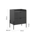 Ver imagem 7 de Mesa de Cabeceira Moriah 45cm em MDF Frente Ripada Estilo Industrial com Pés e Puxadores de Ferro