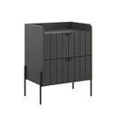 Ver imagem 5 de Mesa de Cabeceira Moriah 45cm em MDF Frente Ripada Estilo Industrial com Pés e Puxadores de Ferro