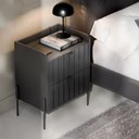 Ver imagem 3 de Mesa de Cabeceira Moriah 45cm em MDF Frente Ripada Estilo Industrial com Pés e Puxadores de Ferro
