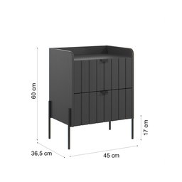 Mesa Lateral para Cama Moriah 45cm Retro 100% Mdf Grafite Preto - 7