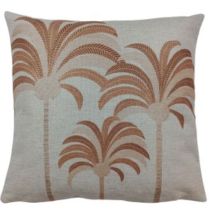 Capa de Almofada Linho Coqueiros Marrom 45x45