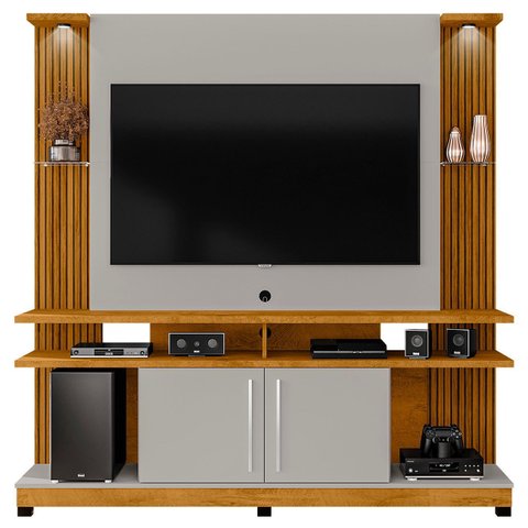 Estante Painel para Tv 55 Pol 180cm com Led York Naturalle/off - Bechara