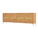 Ver imagem 3 de Balcão Buffet Paraty 220 Cm Laminado Madeira Pés Metal e Palhinha Amêndoa