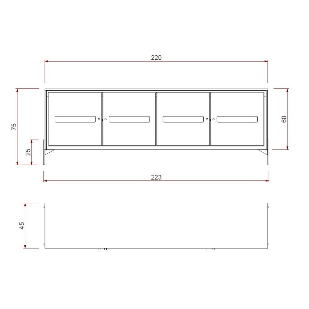 Balcão Buffet Paraty 220 Cm Laminado Madeira Pés Metal e Palhinha Amêndoa - 4