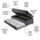 Ver imagem 5 de Bicama Box Baú Solteirão com Colchão Adapto Molas Ensacadas Ecoflex Linho Cinza 96x203