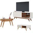 Ver imagem 1 de Rack Bancada Noronha 1.8 com Mesa de Centro Jeri Off White Matte Freijó e Aparador Riviera Freij