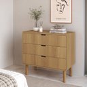 Ver imagem 1 de Cômoda para Quarto Orgânica Curva 3 Gavetas 90cm 100% BP com Pés em Madeira Maciça Aura Marrom/Hanover