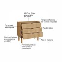 Ver imagem 6 de Cômoda para Quarto Orgânica Curva 3 Gavetas 90cm 100% BP com Pés em Madeira Maciça Aura Marrom/Hanover