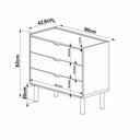 Ver imagem 3 de Cômoda para Quarto Orgânica Curva 3 Gavetas 90cm 100% BP com Pés em Madeira Maciça Aura Marrom/Hanover
