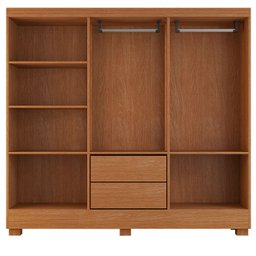 Guarda-roupa Compacto Armário de Quarto Solteiro 6 Portas e 2 Gavetas em Mdf:off White com Nature - 6