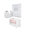 Ver imagem 1 de Berço Americano Mini Cama + Roupeiro e Cômo Ana Lívia 100% MDF Branco para Quarto - Bela Móveis