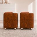 Ver imagem 1 de Kit 2 Puffs Decorativos Urban Corino para Sala Quarto Hall de Entrada Compactos Assento Extra Peroba