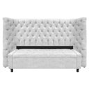 Ver imagem 1 de Kit Cabeceira e Calçadeira Baú Queen Everest P02 160cm Suede - Doce Sonho Móveis Branco