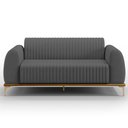 Ver imagem 2 de Sofá 3 Lugares para Sala de Estar Molino 180 Cm D02 Pés D'ouro Veludo Cinza C-317 - Lyam Decor