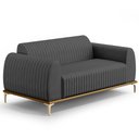 Ver imagem 1 de Sofá 3 Lugares para Sala de Estar Molino 180 Cm D02 Pés D'ouro Veludo Cinza C-317 - Lyam Decor