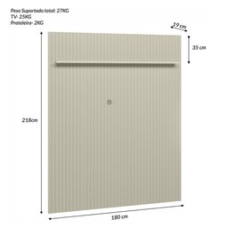 Painel Ripado Uno para Tv até 65 Polegadas 1 Prateleira Off White - 4