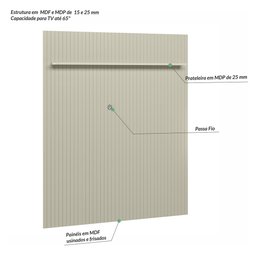 Painel Ripado Uno para Tv até 65 Polegadas 1 Prateleira Off White - 3
