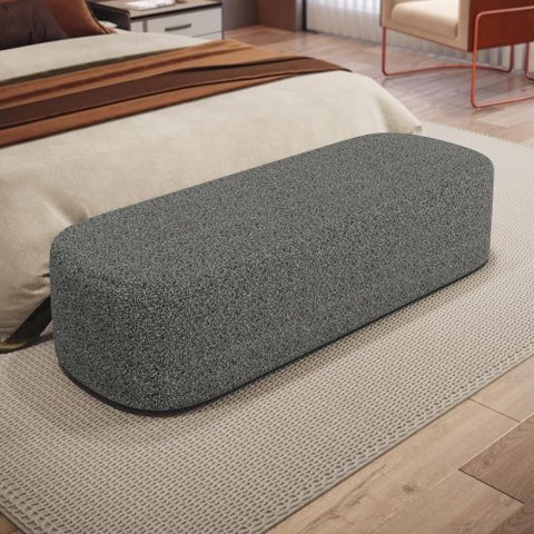 Puff Decorativo Orgânico para Living Quarto 195cm Doha W01 Linho Mescla Chumbo - Lyam Decor