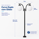 Ver imagem 3 de Poste de Jardim 3 Metros Curvo Duplo com Globo