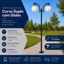 Ver imagem 2 de Poste de Jardim 3 Metros Curvo Duplo com Globo