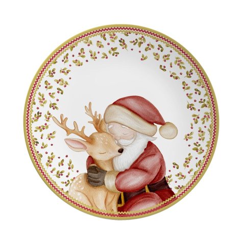 Conjunto de Pratos de Sobremesa 06 Peças Abraço de Natal Alleanza