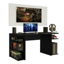 Ver imagem 4 de Mesa para Computador Gamer Madesa 9409 e Painel para Tv até 50 Polegadas - Preto/branco