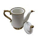 Ver imagem 7 de Jogo de Xicaras com Bule para Chá e Café com Base Giratória em Porcelana Branca com Dourado