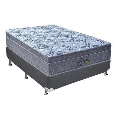 Cama Box Casal: Colchão Molas Ensacadas Probel MasterPocket Perfil Springs + Base CRC Suede Cinza(13