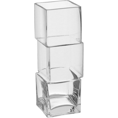 Vaso Decorativo de Vidro Transparente 27x9x9cm Enfeite Sala Mesa Estante Flores
