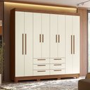 Ver imagem 1 de Guarda-roupa Casal Santana 8 Portas 6 Gavetas Jatoba/areia - Pnr Móveis