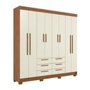 Ver imagem 3 de Guarda-roupa Casal Santana 8 Portas 6 Gavetas Jatoba/areia - Pnr Móveis