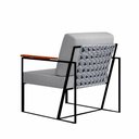 Ver imagem 4 de Poltrona Roma Linho Cinza com Rattan e Base em Metal Preto BM Tubulares