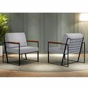 Ver imagem 2 de Poltrona Roma Linho Cinza com Rattan e Base em Metal Preto BM Tubulares